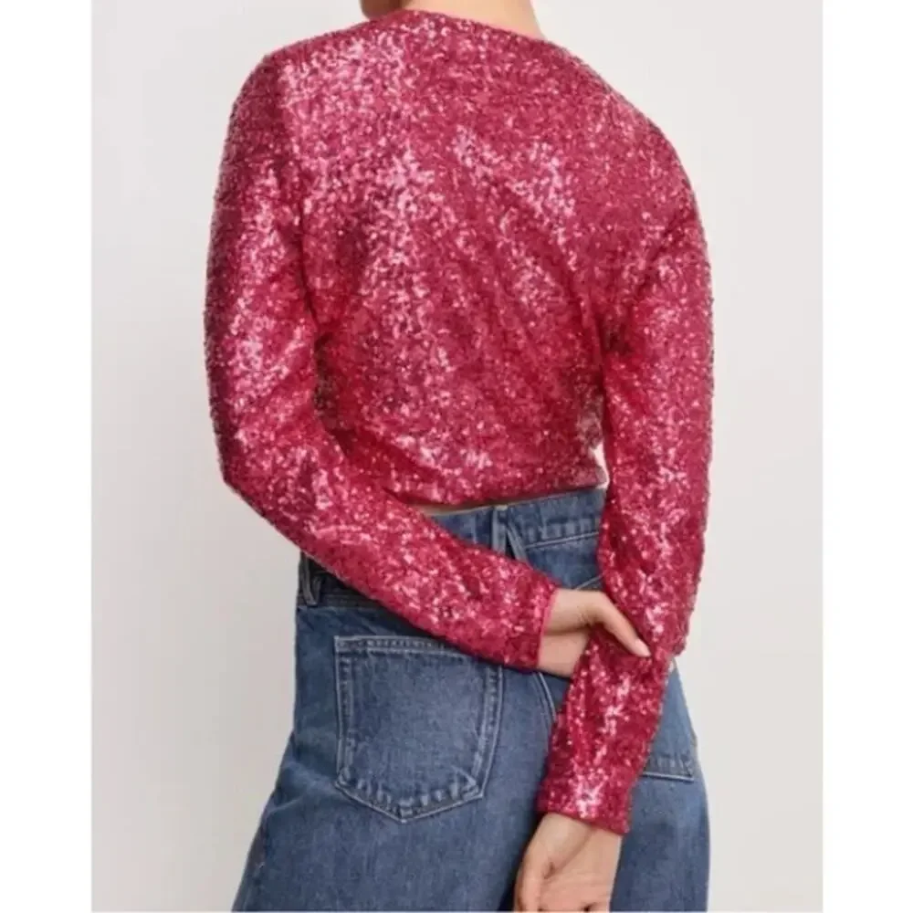 Good American Sequin Cardigan in Ballerina Pink, Size 4XL, NWT - Picture 12 of 12